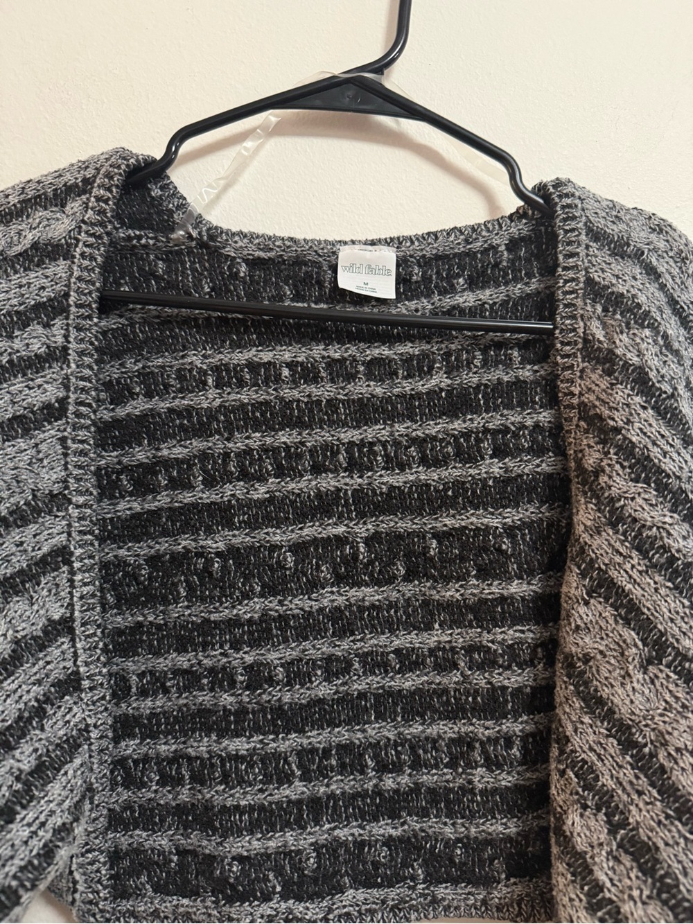 wild fable Black and Gray Striped Open Cardigan